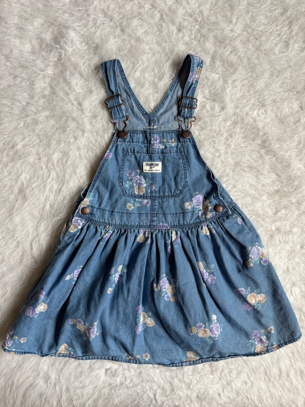 OshKosh B'gosh Girls Pastel Floral AOP Denim Overall Dress